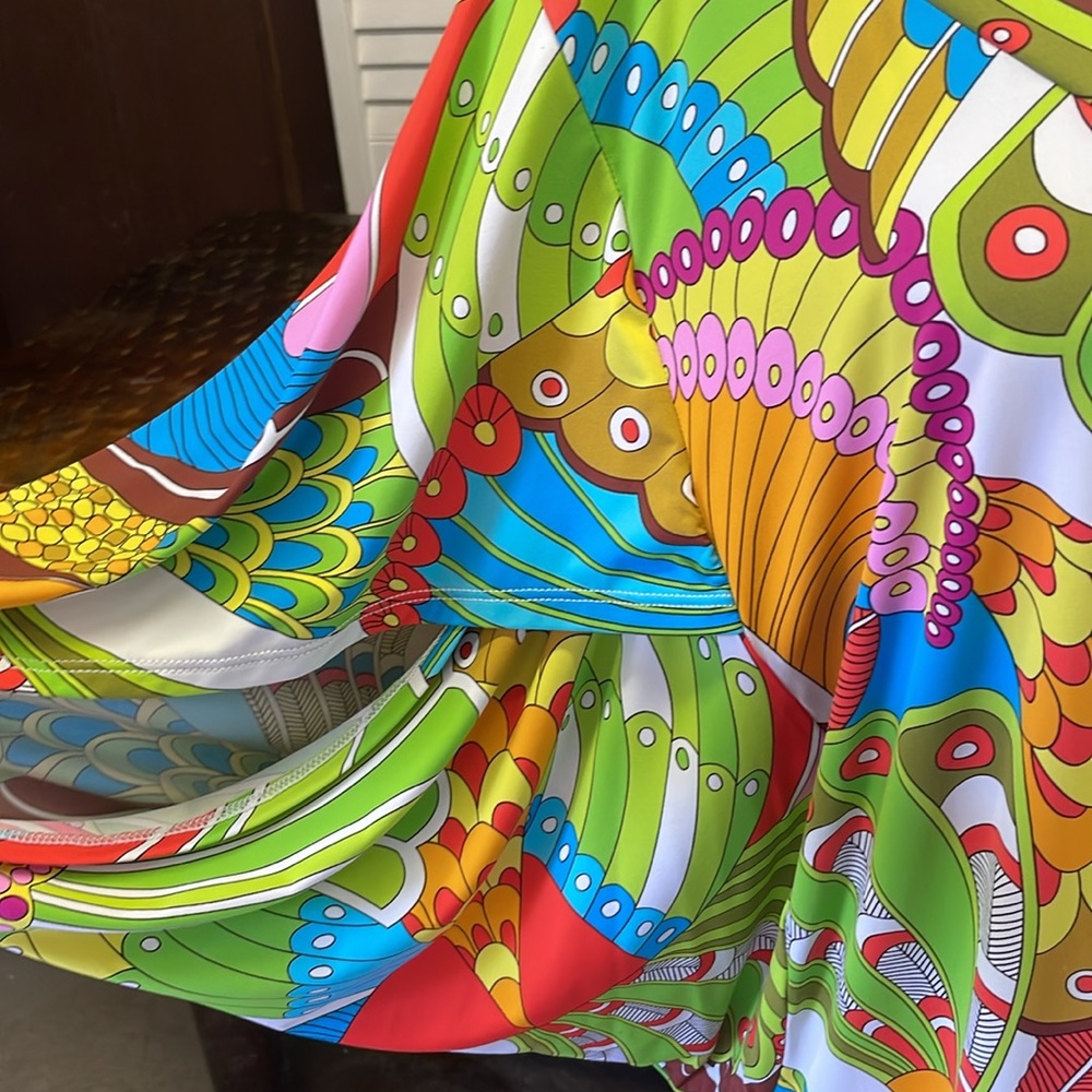 Trina Turk Tunic Psychedelic Pattern Mini Dress / Coverup - Picture 4 of 6